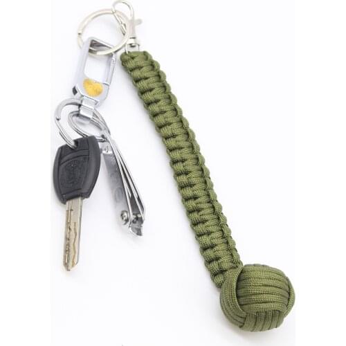 Tenvellon Self Defense Outdoor Security Protection Monkey Fist Steel Ball Lanyard Survival Key Chain Broken Windows Keychain