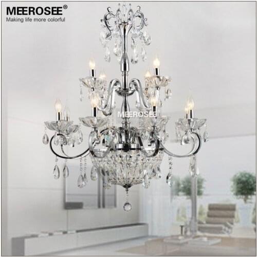 Vintage Crystal Chandelier Lighting Fixture Wrought Iron Living Room Restaurant Crystal Lustre Lamp Home Decoration Candelabro