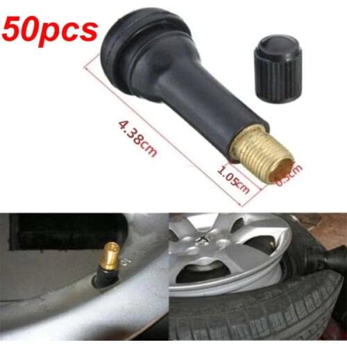 Youwinme 50pcs TR414 Car Brass Snap-In Tire Valve Stems Caps Rim Hole Auto Rubber Wheel Tubeless