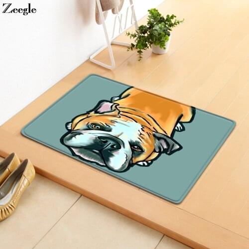 Zeegle Doormat Dog Printed Floor Mat Anti Slip Bathroom Doormat Hallway Carpet Polyester Living Room Floor Rug Washable Door Mat