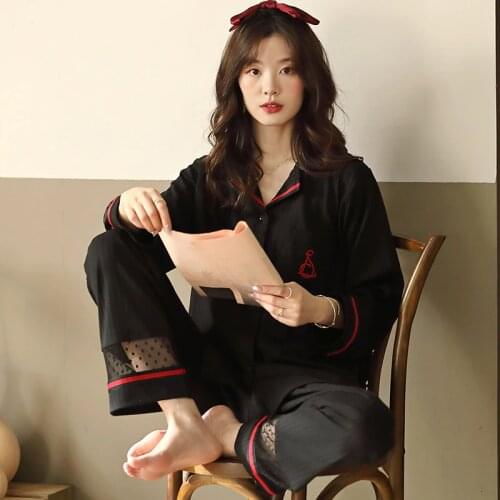 Women 2-Piece Set Pajamas Suit Full Sleeve&Pant Print Pyjamas Sleepwear Nightwear Plus Size 3XL Cotton Lingerie Home Clothes