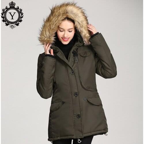 Winter Slim Army Green Loose High Quality Mid-Length Hooded Thick Warm Parkas Woman Windproof Space Cotton Padded Jacket Coat