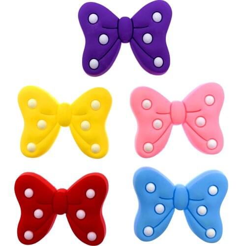 1PCS Girls BB Hole Slipper Decoration Buckle Silicone Bowknot Shoes Charms Cute Bow Wristband Accessories Kids Party Gifts