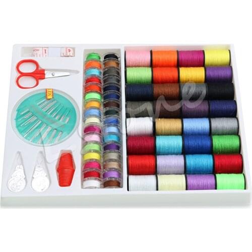 100pcs Sewing Kit Measure Scissor Thimble Thread Threader Needle Storage Box New