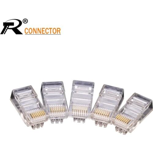 100pcs Crystal 8Pin RJ45 Modular Plug Rj-45 Network Cable Connector Adapter for Cat6 Rj45 Ethernet Cable Plugs Heads