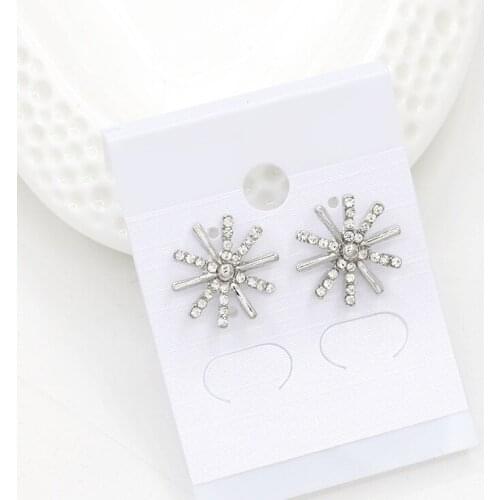 12 Pairs/Lot Crystal Snowflake Stud Earrings Shining Zirconia Rhinestone Earring For Women Ear Charm Accessories