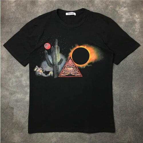 19ss New Men High Cactus Triangle Eye Moon T Shirts T-Shirt Hip Hop Skateboard Street Cotton T-Shirts Tee Top kenye #B17