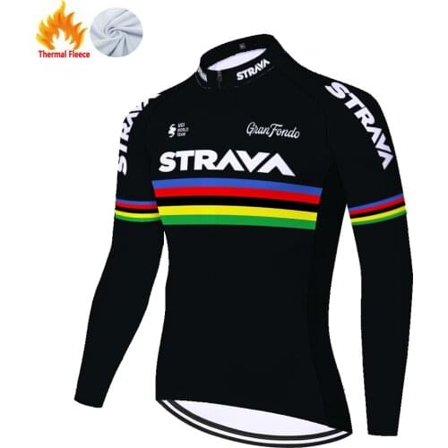 2021 STRAVA team winter cycling jersey ​Winter Thermal Fleece long sleeve bike jersey for men women equipamento ciclismo