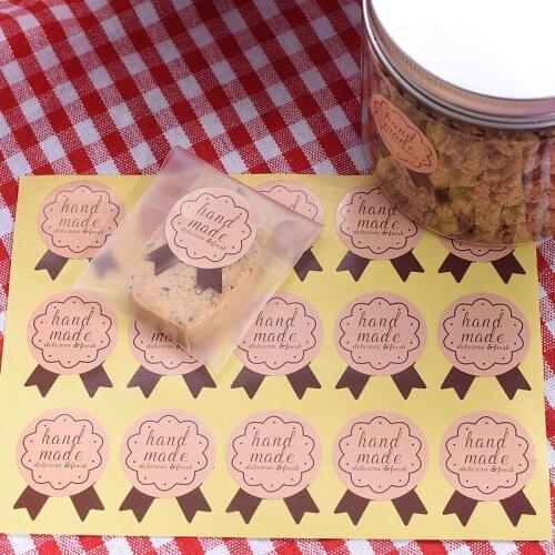 300 pcs/lot Badge Style "Hand made"self-adhesive stickers Label sticker DIY Hand Made Gift /Cake Paper Sticker