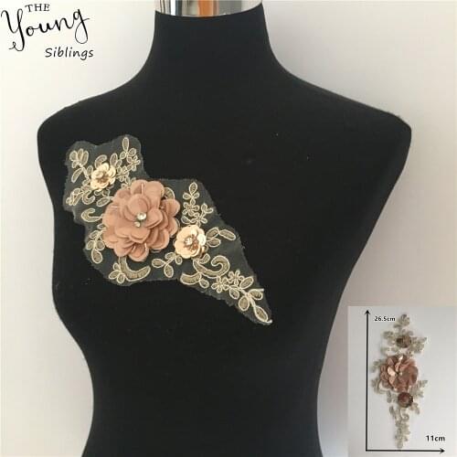 3D three-dimensional flower decoration rhinestone sequin applique fabric DIY craft supplies accessories 1 piece for sale