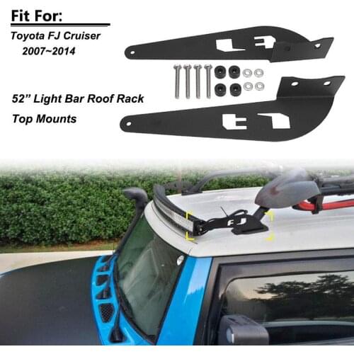 52" Straight Curved LED Light Bars Mounting Brackets Fit for Toyota Fj Cruiser 2007-2014 Upper Windshield Light Mount Kits