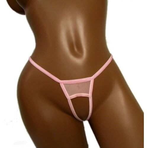 CC Micro Thongs Sexy Mini Bikini Panties Tanga Pink Crotchless G-String Stringi Women Underwear Intimo Donna Majtki Damskie