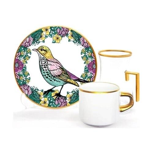 Drop Focus Handled Tea & Coffee Set 18 pieces Sparrow