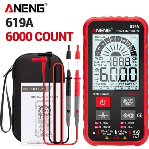 ANENG 619A Digital Multimeter AC/DC Currents Voltage Testers True RMS 6000 Counts Professional Analog Bar Multimetro NCV Meter