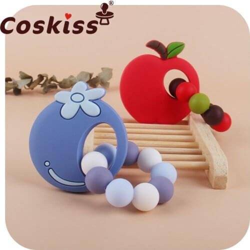 Coskiss 1Pcs Fruit Silicone Baby Teether Bracelet Straberry Pineapple Apple Newborn Baby Soft BPA Free Teething Bracelet