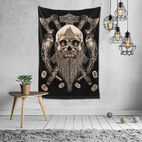 FFO Viking Decoration Tapestry Wall Hanging Fabrics Skull Tapestries Home Decorative Accessories Large Beach Towels