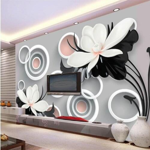 Beibehang Customize any size mural wallpaper 3D minimalist style black and white embossed flowers living room bedroom backdrop