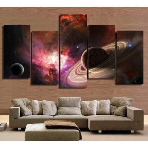 HD 5 piece canvas art print star universe galaxy planet painting on canvas room decoration Free shipping/NY-5758