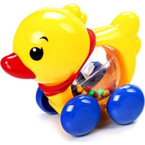 Baby Kids Pull String Simulation Duck Animal Rattle Toy Hand Jingle Shaking Bell Baby Rattles & Mobiles