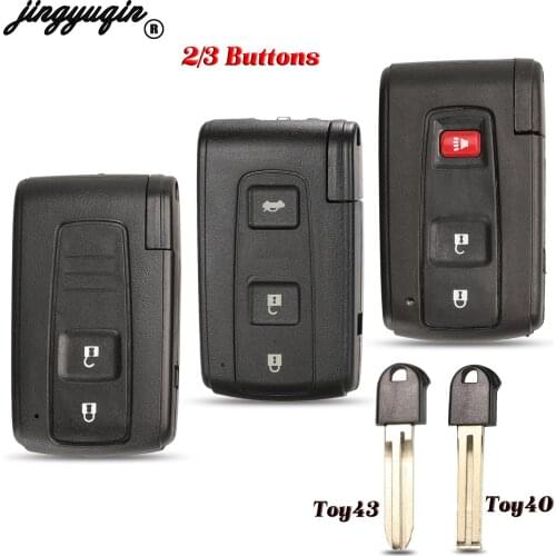 Jingyuqin 2+1 3 Button Smart Key Shell Fob Cover Case for Toyota Prius 2004-2009 Yaris Auris wth Insert TOY43 Blade Replacement
