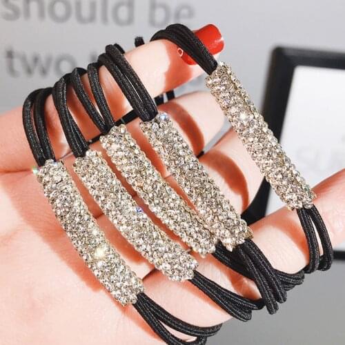 Korea 2021 Fashion Rings for Hair Ties Ponytail Hair for Girls Accessories Headwear Rhinestone Elastic Rubber Bands Accessory
