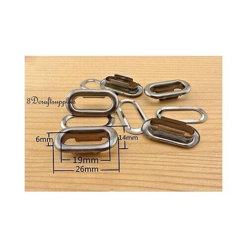 Eyelets metal with washer grommets gunmetal oval 40 sets 19 mm AC104
