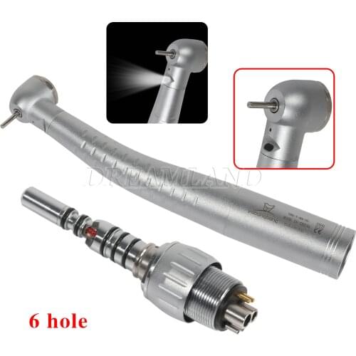Dental Fiber Optic High Speed Push Button Large Head Handpiece / 6-Hole LED Quick Coupler / Replace Cartridge