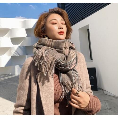 New Houndstooth Winter Scarf Weave Women Cashmere Warm Pashmina Foulard Jacquard Female Scarves Thick Soft Bufanda Shawl Wraps