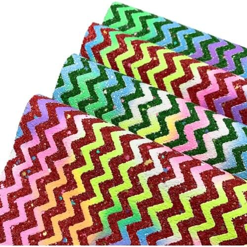 Chunky Hologram Iridescent Wave Glitter PU Leatherette Sewing Fabric Sparkle DIY Hair Bows Handmade Earring Making Sheet/Roll