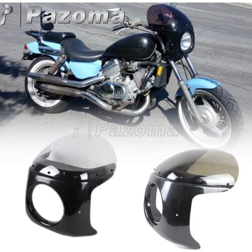 Retro Cafe Racer 7in Headlight Fairing Viper Front Lamp Mask Cowl for Chopper Bobber Honda Suzuki Yamaha XS Triumph Bonneville
