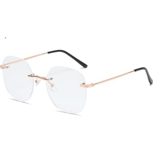 Rimless Blue Light Blocking Glasses Women Men Metal Myopia Reading Glasses frame Transparent Glasses Customize Prescription Lens
