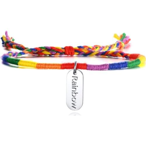 Hand-Made Braided Rope Woman Bracelets Rainbow Gay LGBT Pride Wristband for Women Men Jewelry
