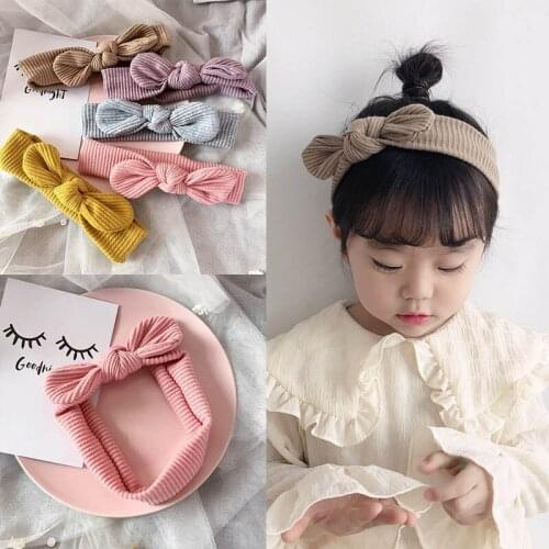 Lovely Baby Girls Headband Solid Color Knitted Twisted Knotted Elastic Hair Band Turban Striped Baby Girls Hair Accessories