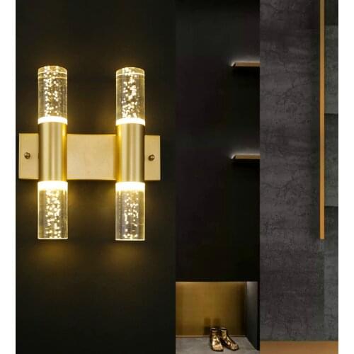 Bubble K9 Crystal Wall Light LED Space Aluminum Water Pipe Sconces Golden Tube Wall Lamp Luxury Modern Simple ZM102402