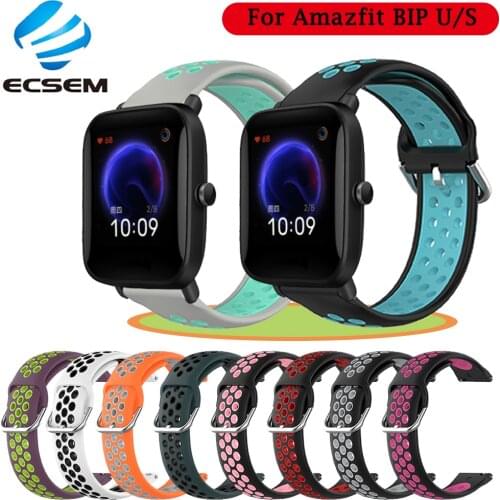 Silicone two color strap for Amazfit BIP U/S GTS 2E gts2 watch accessories replacement band for zepp E soft wrist strap bracelet