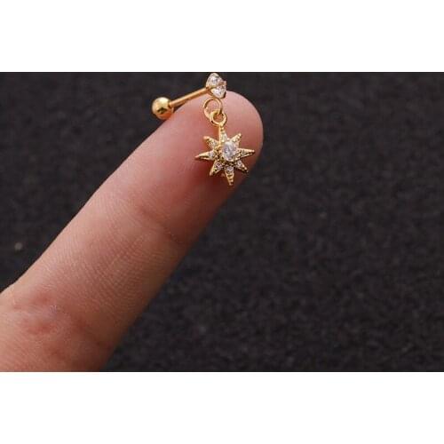 1 PCS Cute Micro Pave CZ Sun Drop Ear Bone Clip Cuff Earring Women Men Classic Zircon Copper Piercing Steel Bar Ear Jewelry