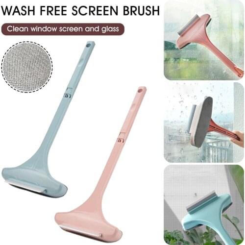 Mesh Screen Cleaner Detachable Double Sided Window Cleaning Brush Scraper with Long Handle Window Cleaner Tool Washing Equipment