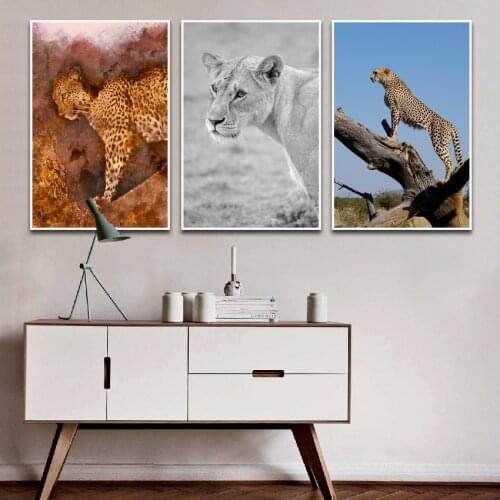 Nordic Animal Art Poster Printing Canvas Oil Painting Modern Leopard Black and White Mural Home Decoration Living Room Painting