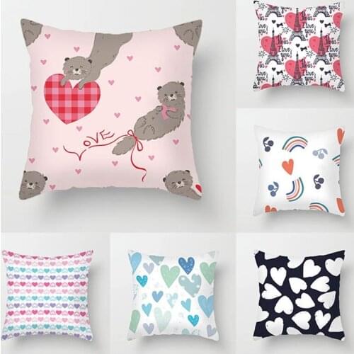 Decorative Cushion Nordic Style Simple Love Style Peach Skin Cushion Home Decor for Sofa Set Bedroom Pillowcase Pink Pillow