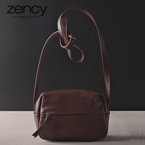Zency 100% Genuine Leather Women Shoulder Bags Fashion Casual Crossbody Messenger Bag Lady Beautiful Flap Purse Black Handbag