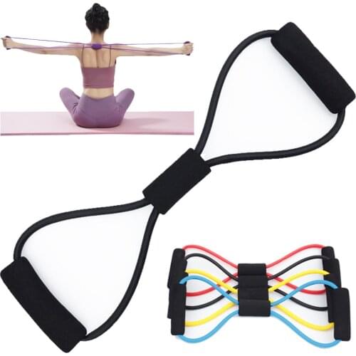8 Word Fitness Yoga Rubber Bands Gym Fitness Equipment Expander Chest Shoulder Trainer Pull Rope Elastic Muscle Training