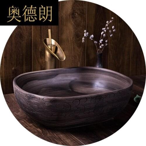Washbasin on the stage oval washbasin bathroom home decoration Chinese antique toilet toilet art plate washbasin
