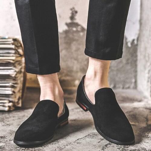 Suede Leather Men Loafers Dress Shoes Male Boat Shoe Casual Shoes Man Party Wedding Footwear