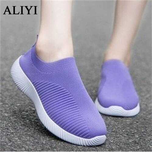 Womens Loafers 2021 Summer Autumn Ladies Sneakers Stretch Fabric Socks Shoes Ladies Fashion Vulcanize Shoes Slip On Flats
