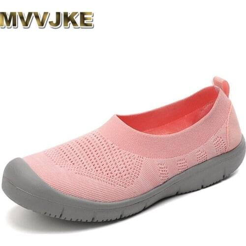 MVVJKEplus size women without lazy lace breathable shoes middle age mesh woman casual moccasins shoes soft sole mother sneakers