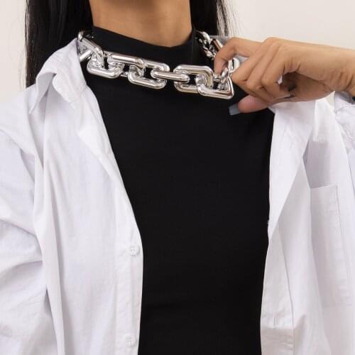 2021 New European Popular Wide Square Geometric Alloy Women Choker Necklace Minimalist Punk Trendy for Female Wedding Jewelry