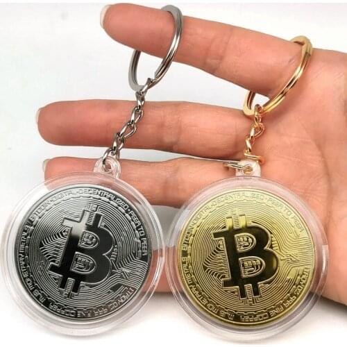 Bitcoin Gold Coin Keys Chain Collectors Copper Plated Bitcoin Coin Key Ring Collectible Physical Commemorative Gold Silver Nice