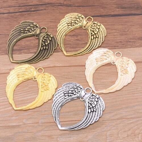 1Pcs 65*68mm Five Color Big Angel Wings Charm Metal Christmas Wedding Pendant For DIY Necklace Bracelet Bag Jewelry Making