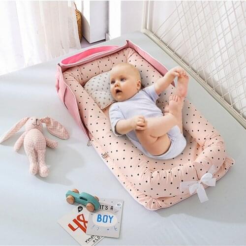 1pc Cotton Infant Travel Bed 0-24M Portable Baby Nest Bed for Boys Girls Cradle Dot Crib Newborn Fabric Baby Sleep Bed