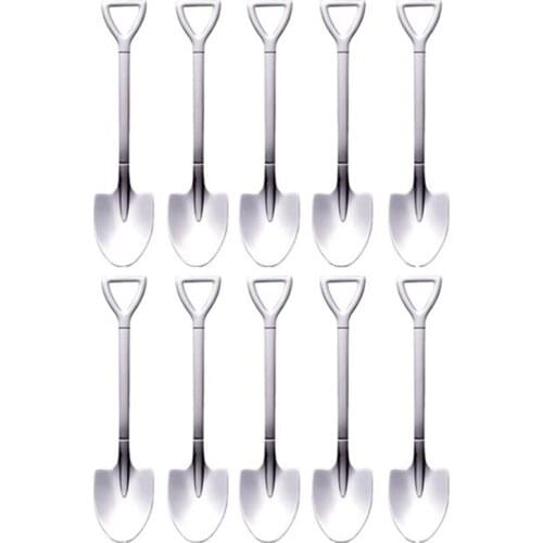 10PC Stainless Steel Shovel Coffee Spoon Set Tea Spoon Shovel Dessert Spoon Gift Tableware